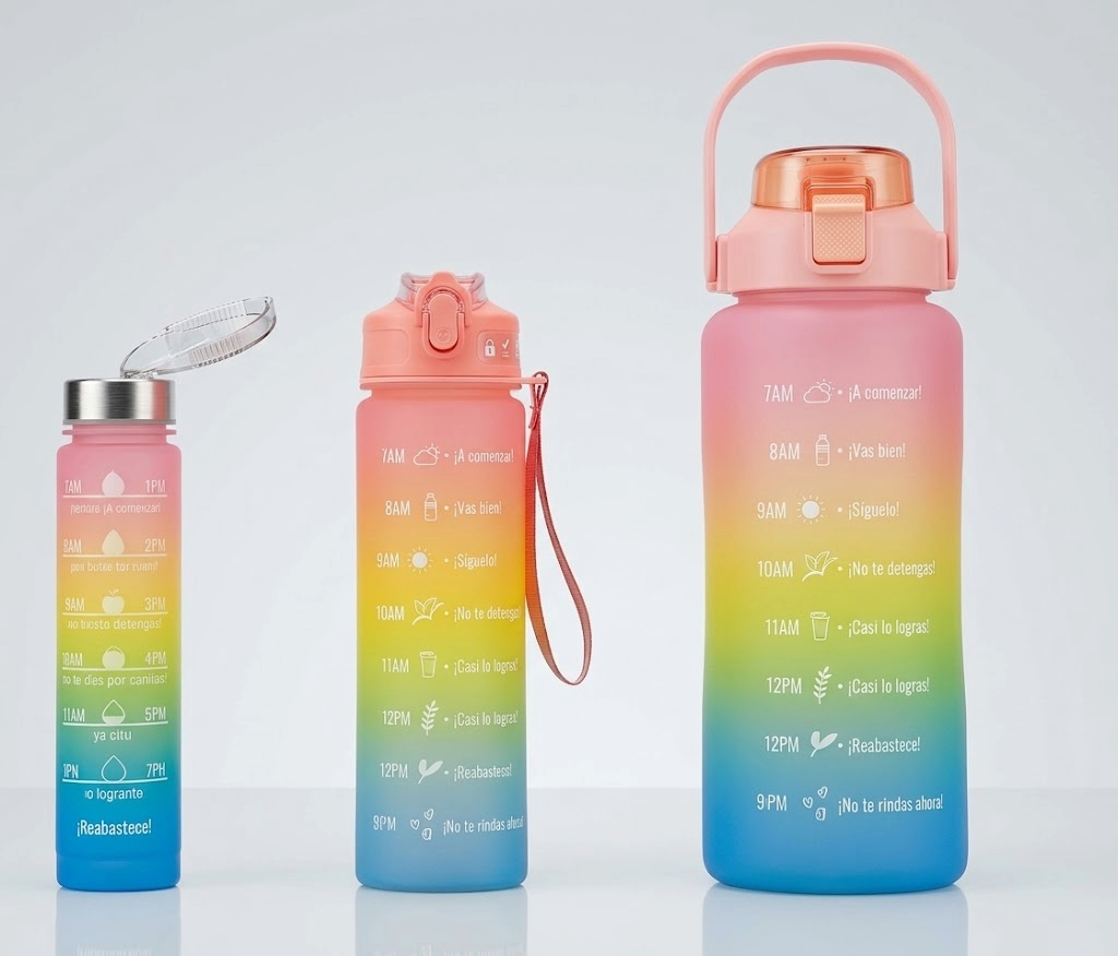 Botella Motivacional x3 Doble Pico