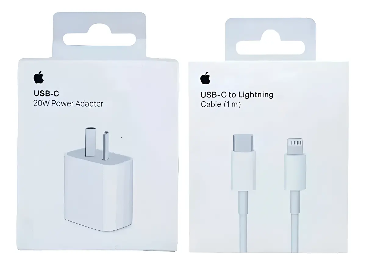 Combo Cargador 20W + Cable USB-C o Lightning Apple Original