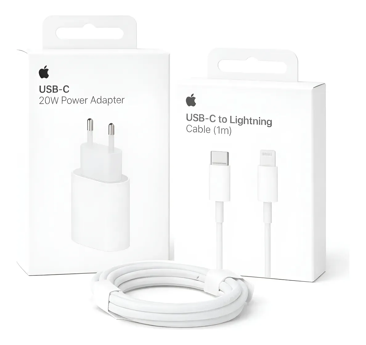 Combo Cargador 20W + Cable USB-C o Lightning Apple Réplica AAA