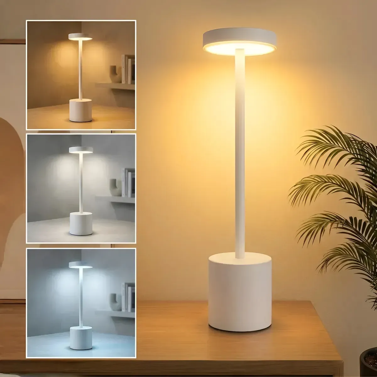 Velador Recargable Touch 3 Tonos Blanco